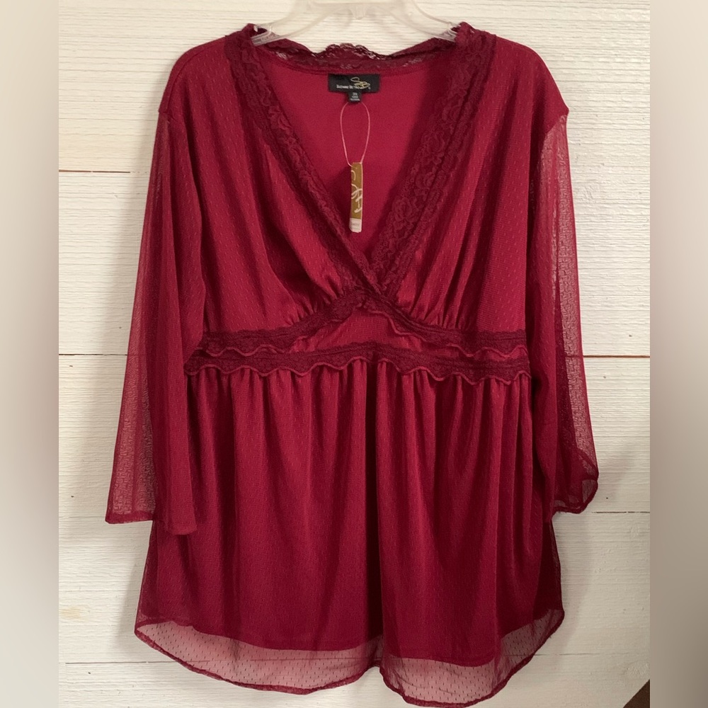 Suzanne Betro V-Neck Dress Blouse.  Size 3X